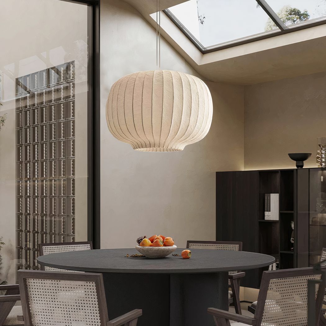 Suspension Japandi design doux en soie blanche