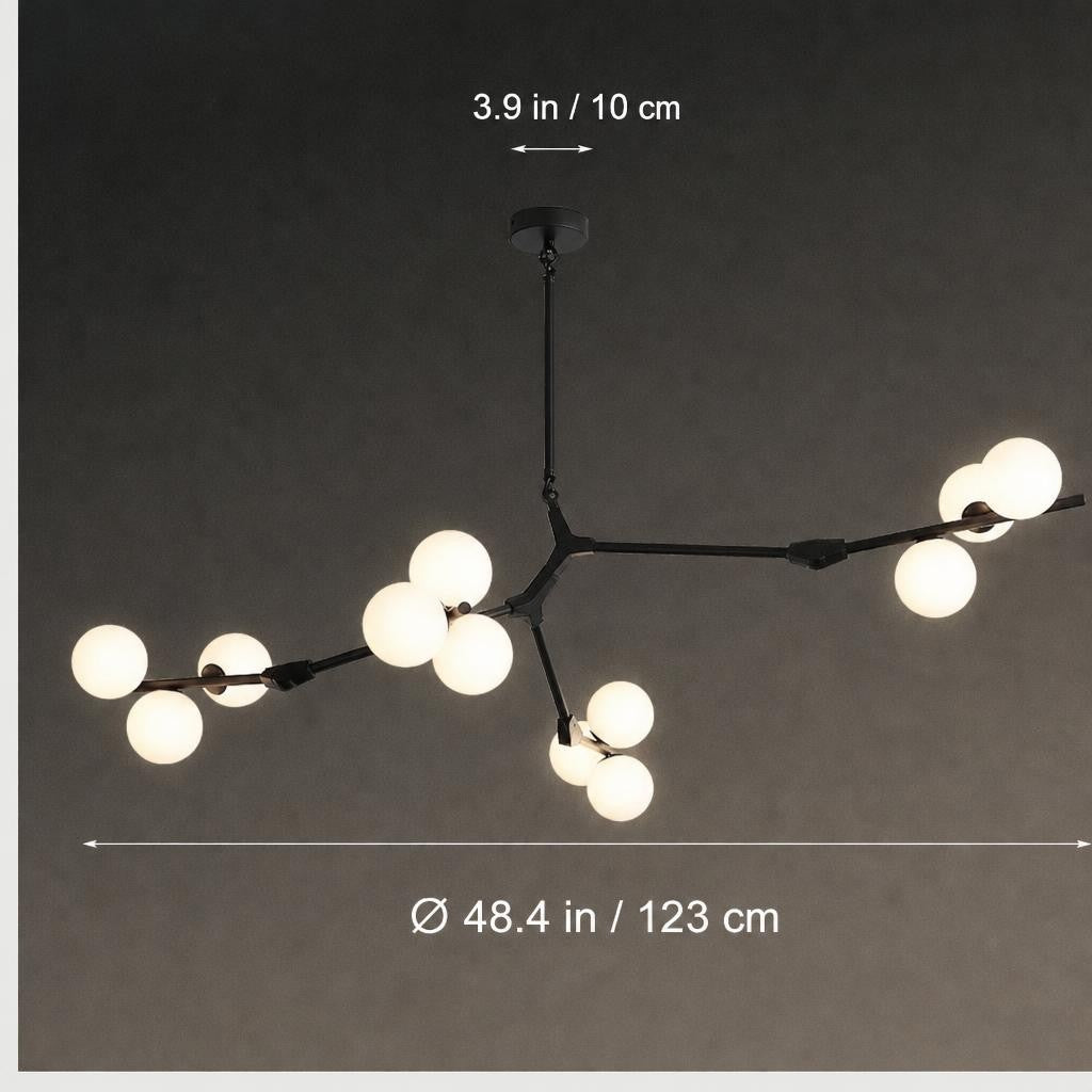 Lustre branche avec boules en verre moderne