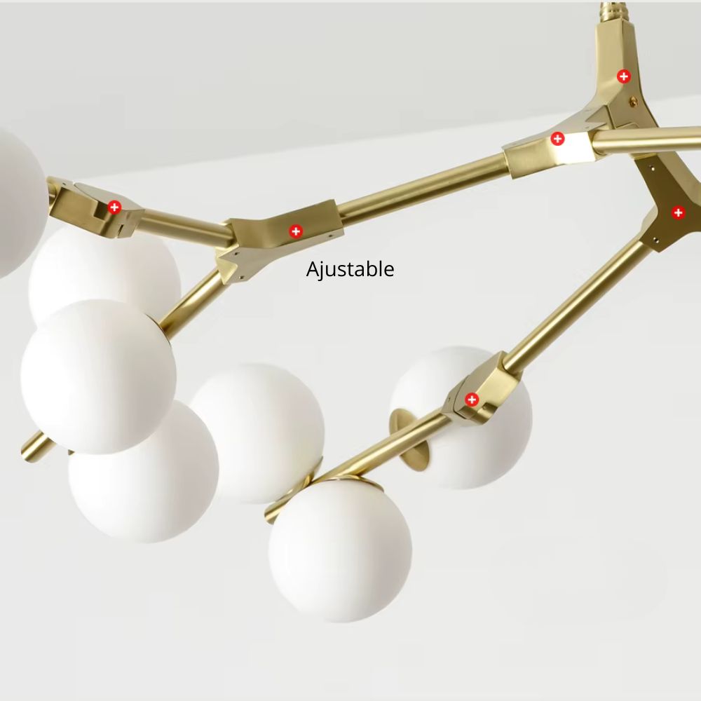 Lustre branche avec boules en verre moderne