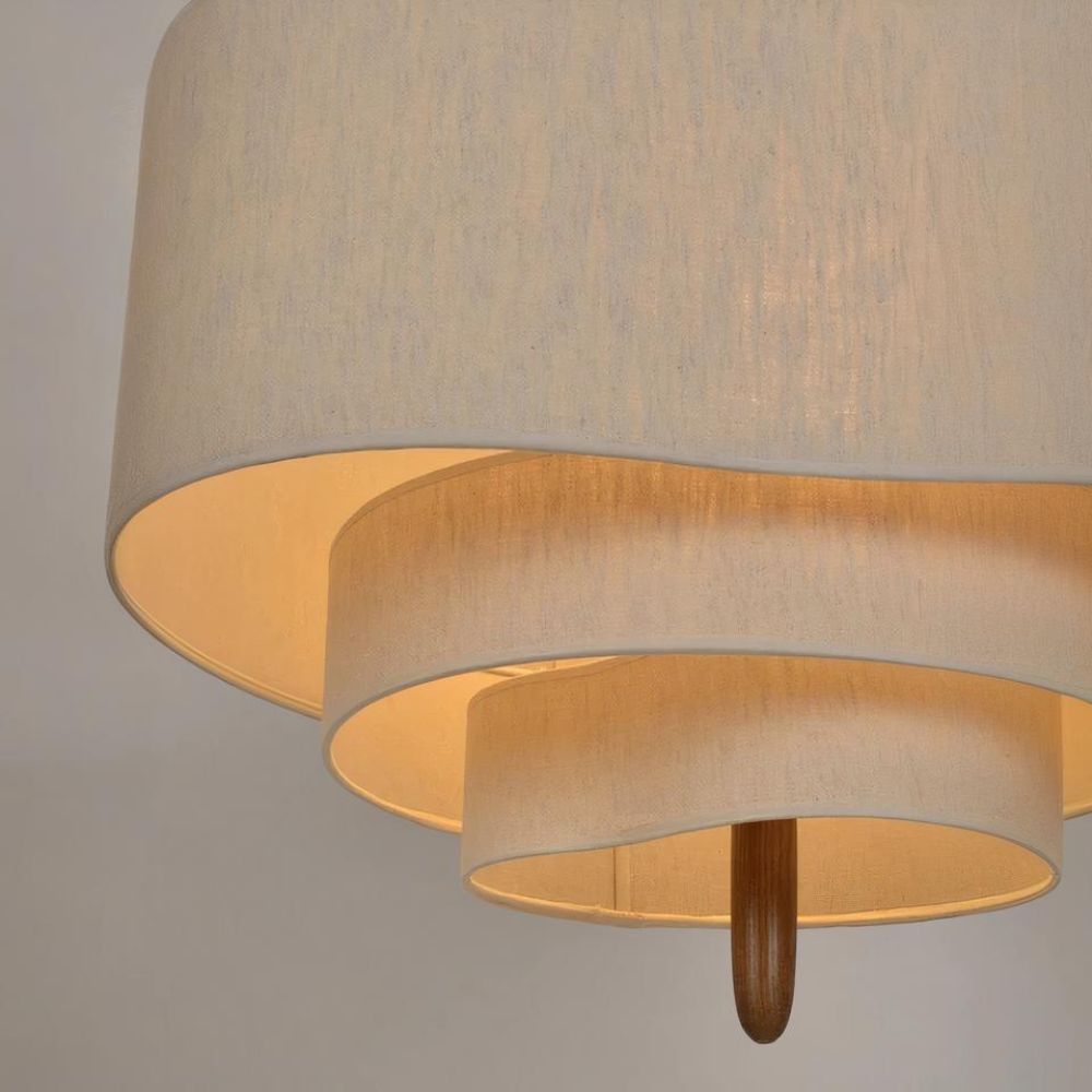 Lustre japonais suspendu en tissu beige