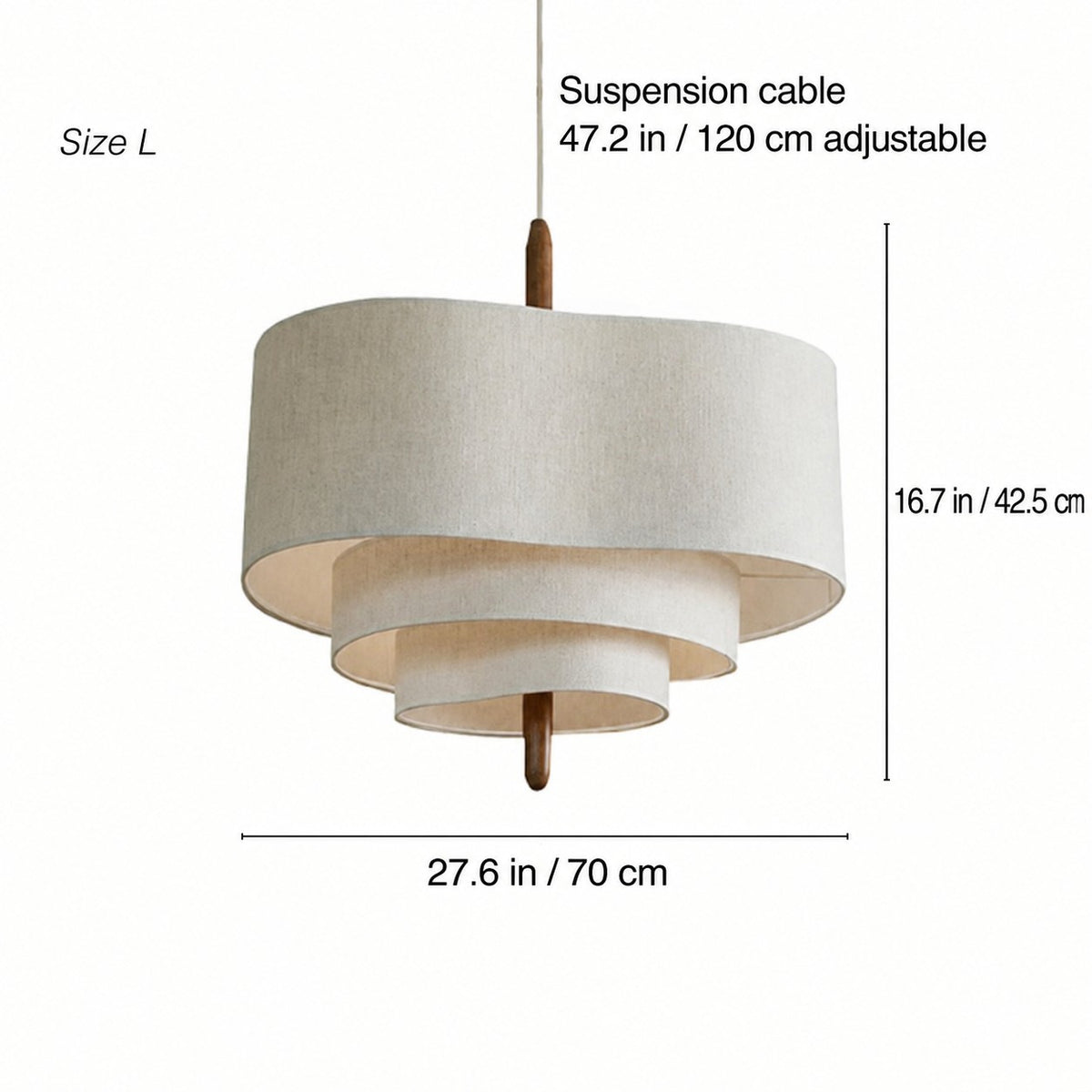 Lustre japonais suspendu en tissu beige