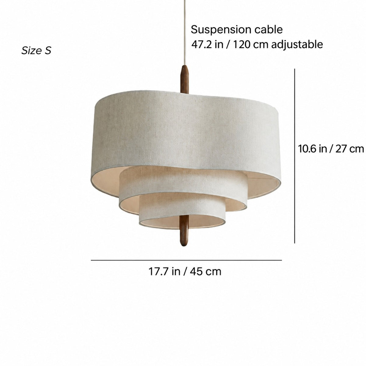 Lustre japonais suspendu en tissu beige