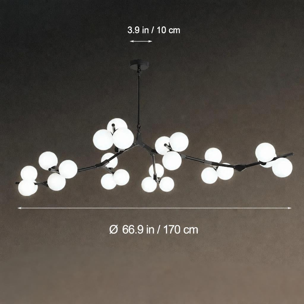 Lustre branche avec boules en verre moderne