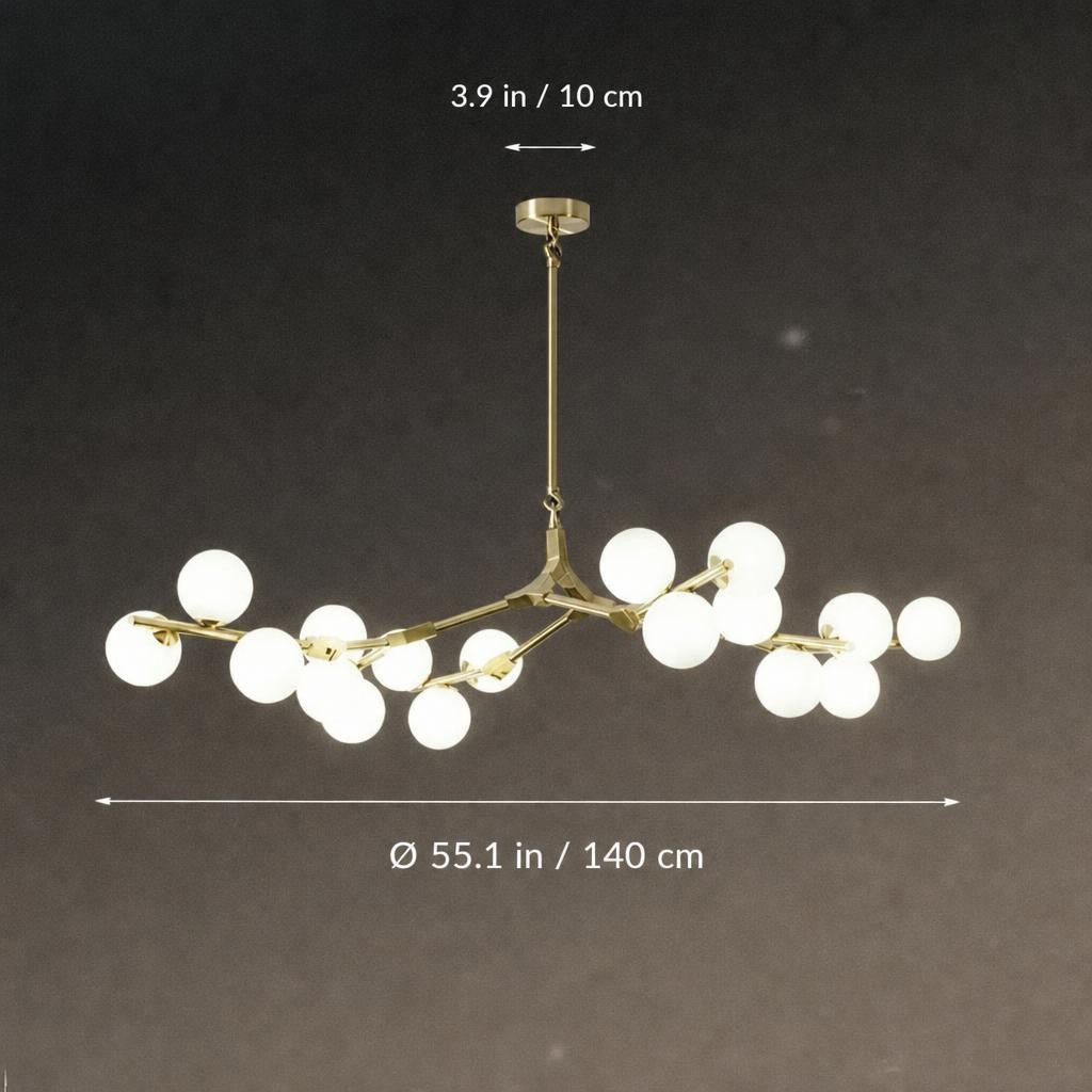 Lustre branche avec boules en verre moderne