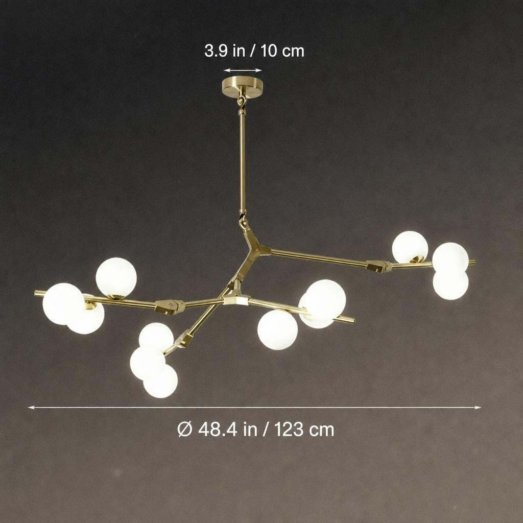 Lustre branche avec boules en verre moderne