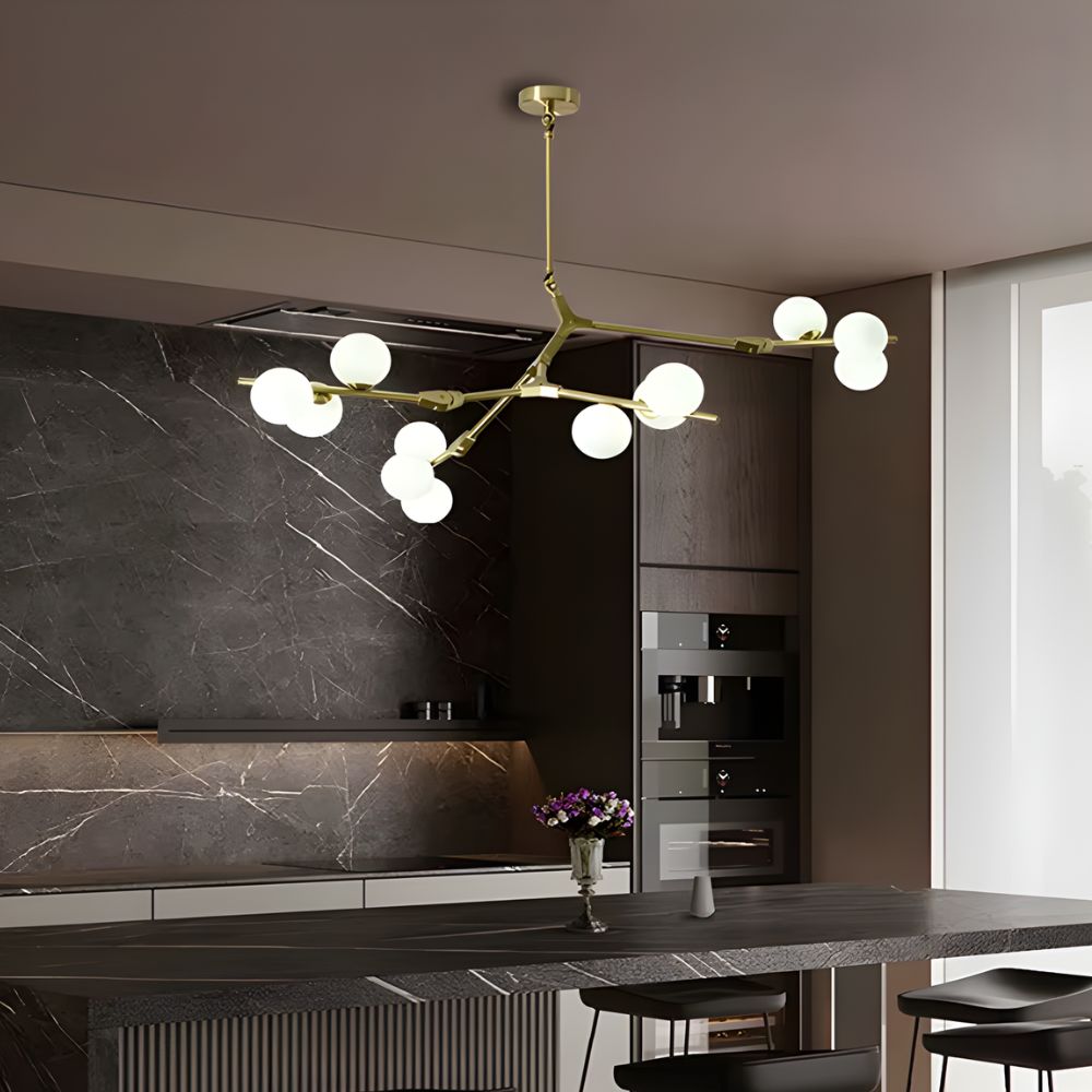 Lustre branche avec boules en verre moderne
