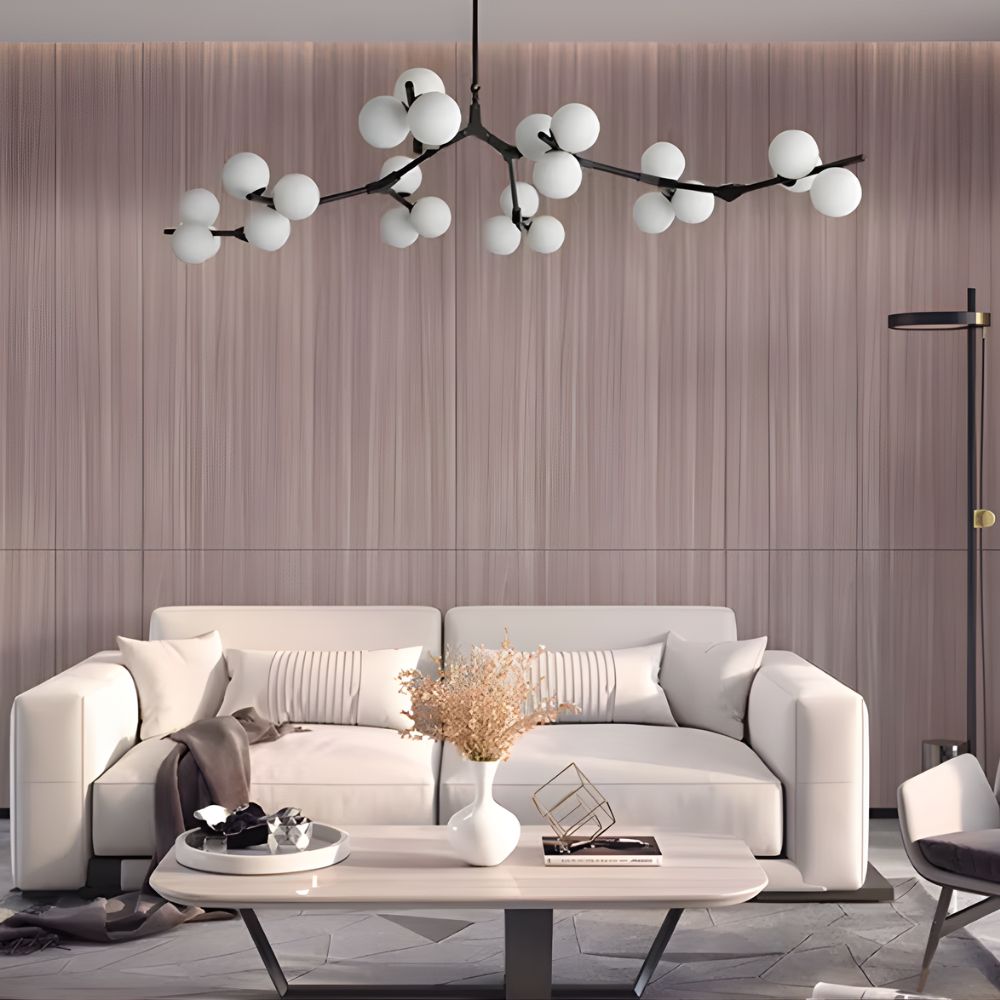 Lustre branche avec boules en verre moderne