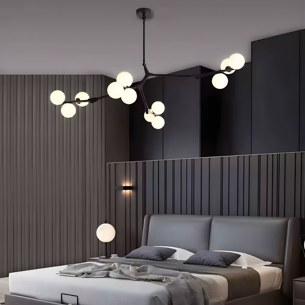 Lustre branche avec boules en verre moderne