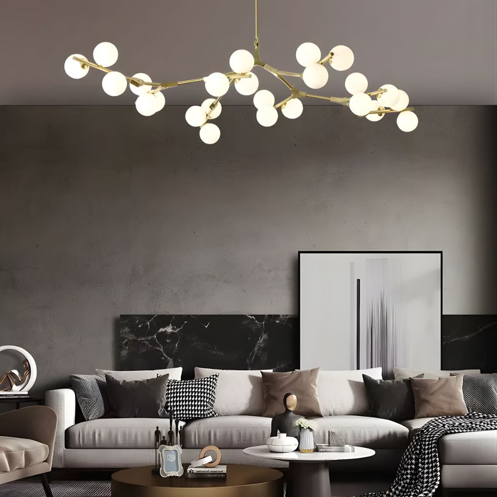 Lustre branche avec boules en verre moderne
