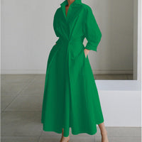 Alora | Elegant Front Wrap Collared Maxi Dress