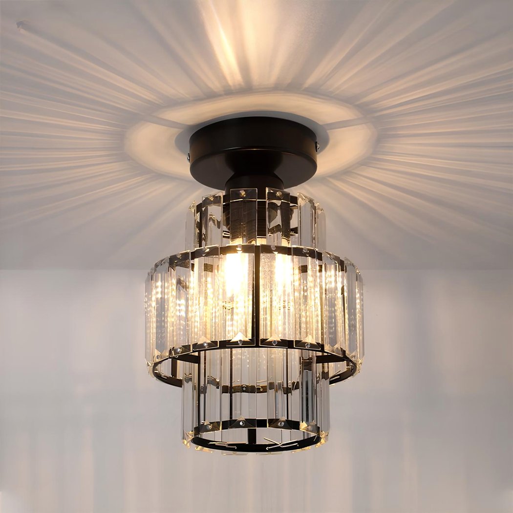 Lustre plafonnier noir ou doré avec un effet cristal