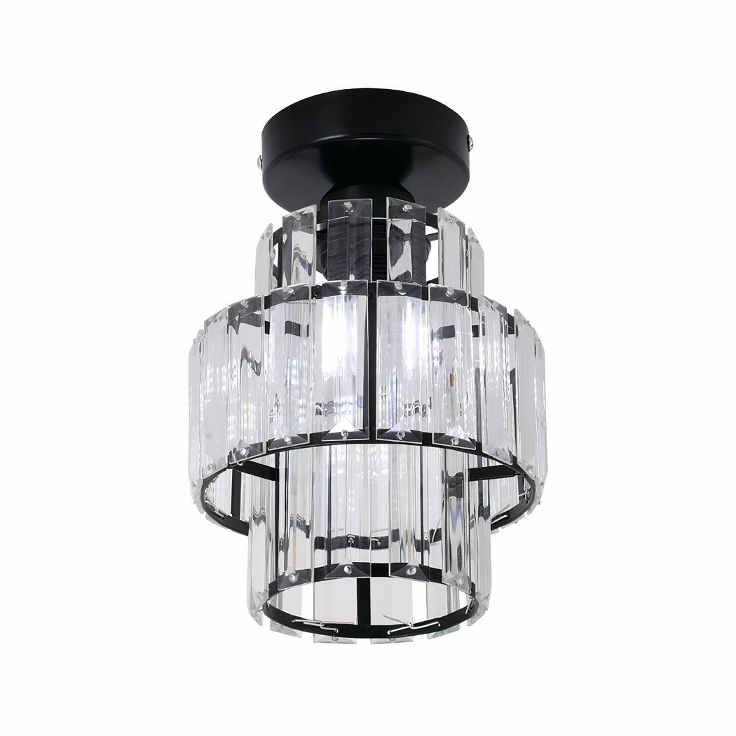 Lustre plafonnier noir ou doré avec un effet cristal