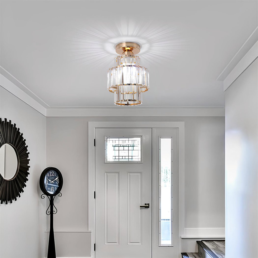 Lustre plafonnier noir ou doré avec un effet cristal