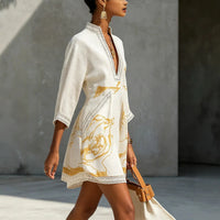 Elodie | Artistic V-Neck Mini Dress