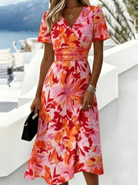 Gwendolyn | Elegant Floral Wrap Midi Dress