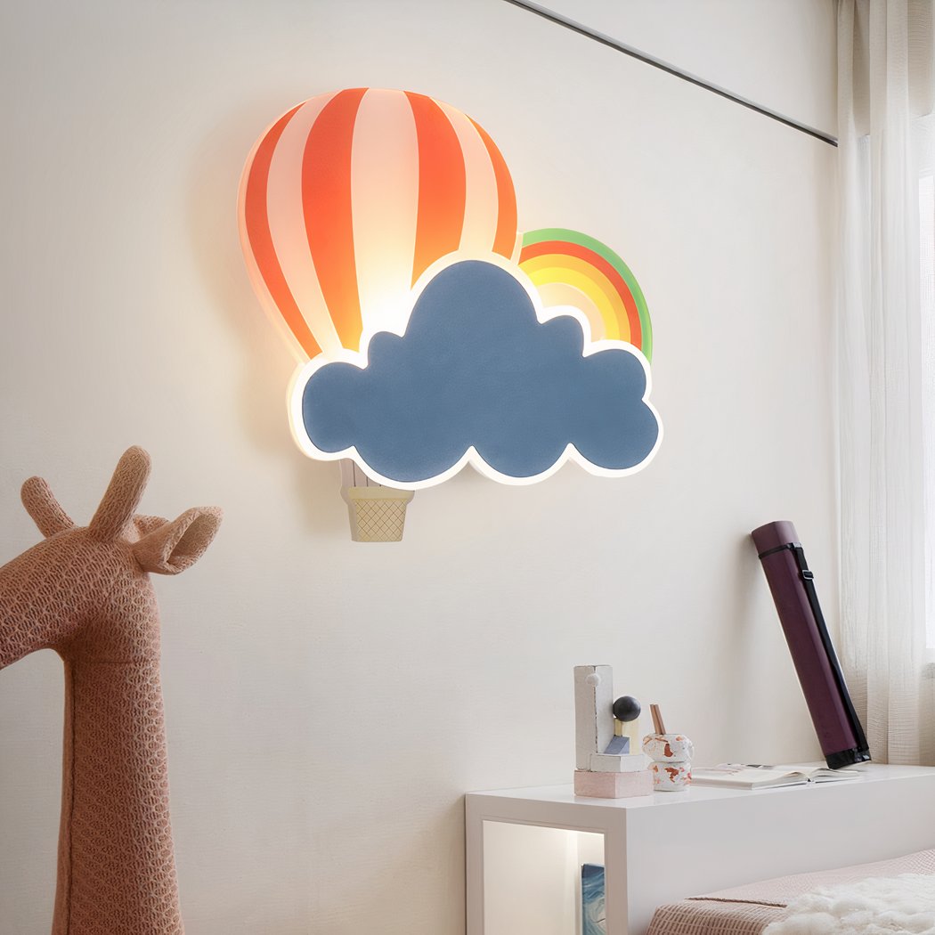 Applique murale nuage, montgolfière et arc-en-ciel