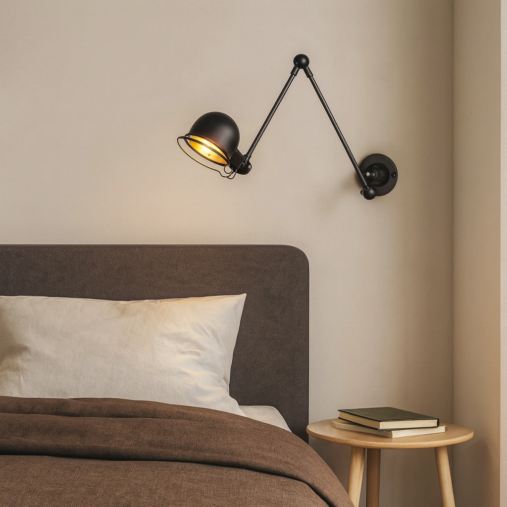 Applique murale industrielle LED noire rétro et réglable