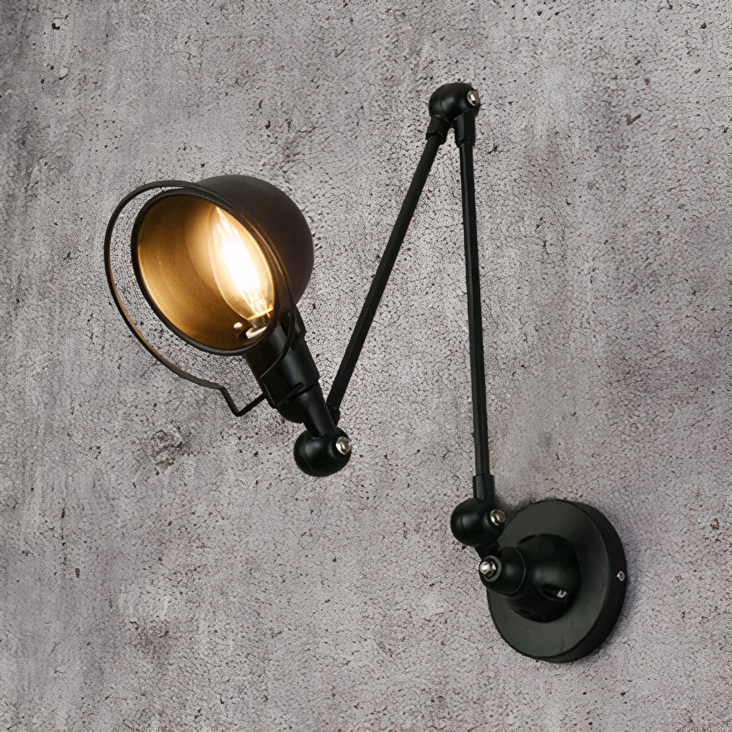 Applique murale industrielle LED noire rétro et réglable