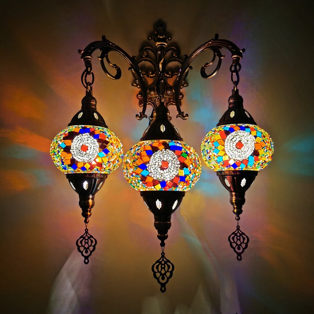Applique murale orientale ronde design mosaique