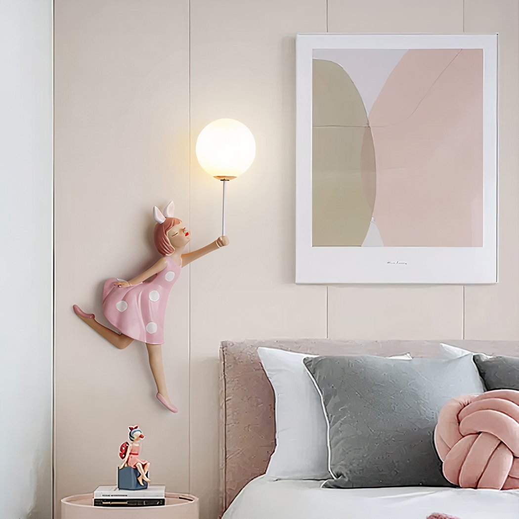 Applique murale petite fée rose pour fille