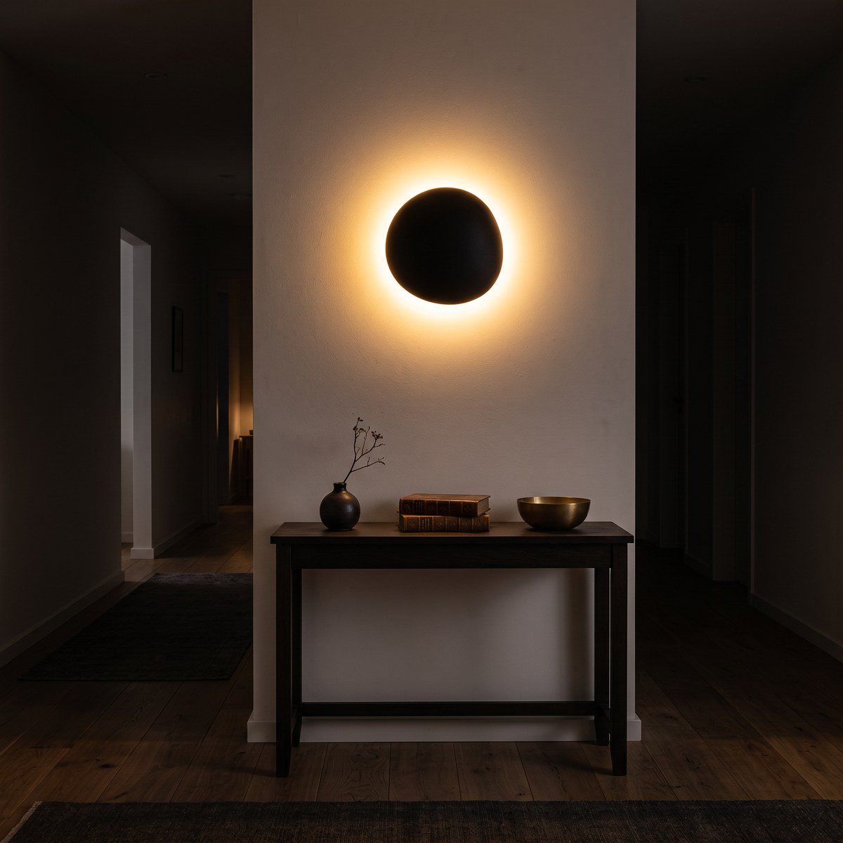 Applique murale ronde minimaliste en acier blanc ou noir