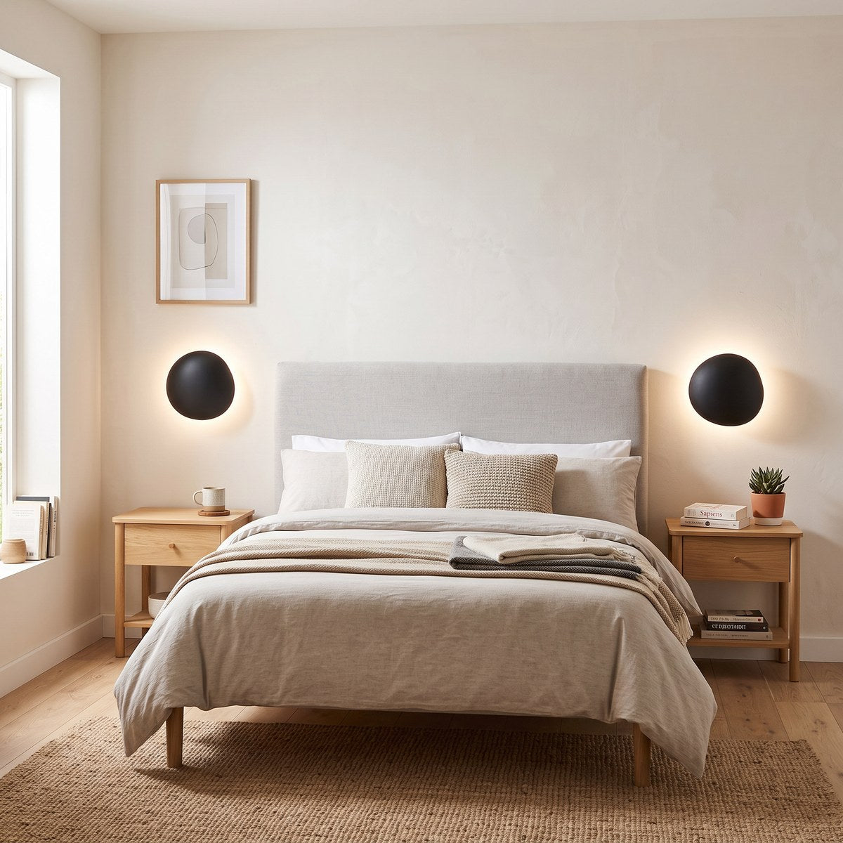 Applique murale ronde minimaliste en acier blanc ou noir