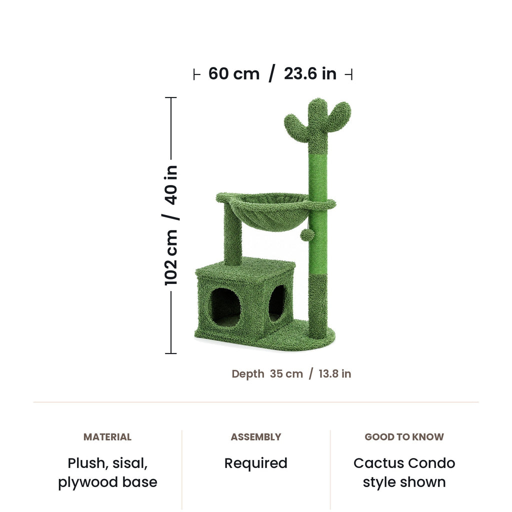 Cactus cat tree dimensions: 60 x 35 x 102 cm (23.6 x 13.8 x 40 in)
