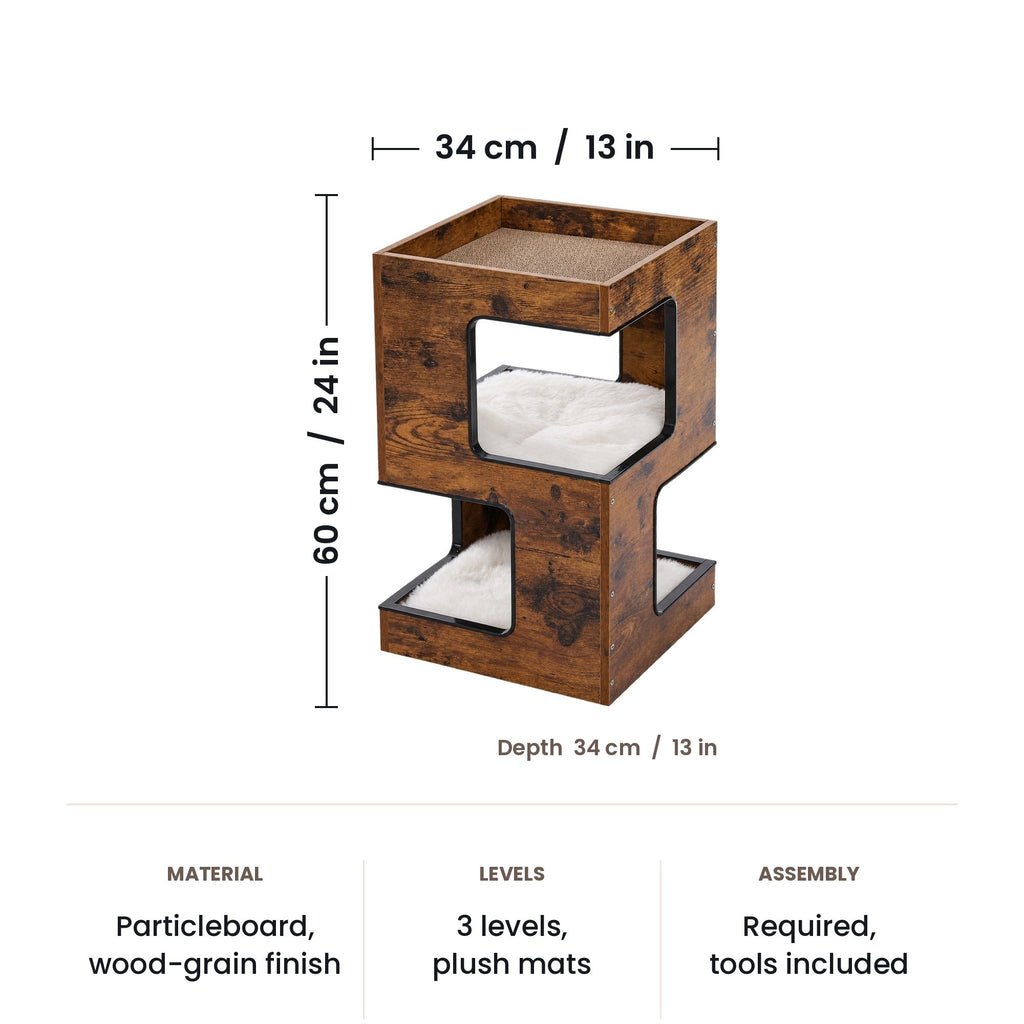 Cat condo side table dimensions: 34 x 34 x 60 cm (13 x 13 x 24 in)