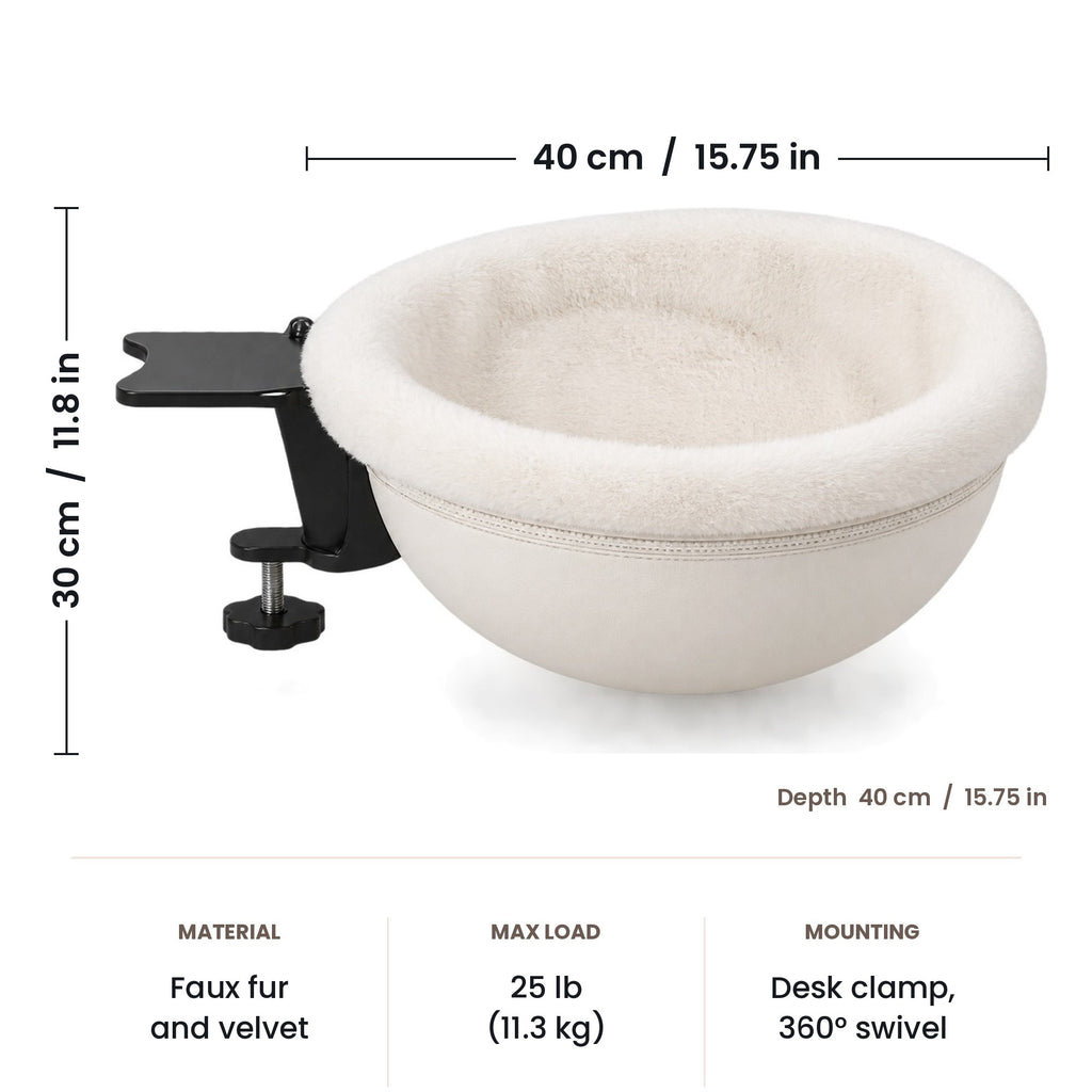 Cat desk bed dimensions: 40 x 40 x 30 cm (15.75 x 15.75 x 11.8 in)