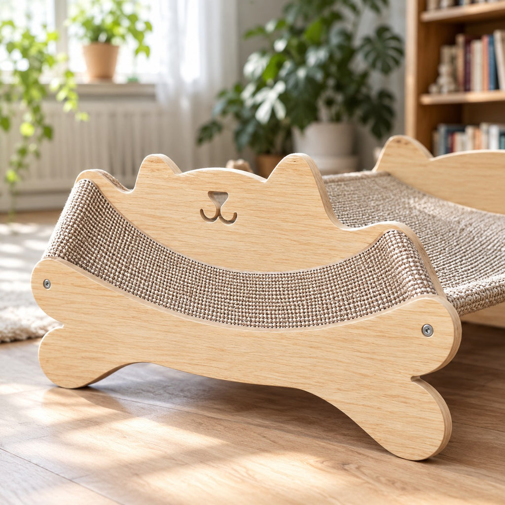 Cat-face side panel with ears, nose and smile cut-outs
