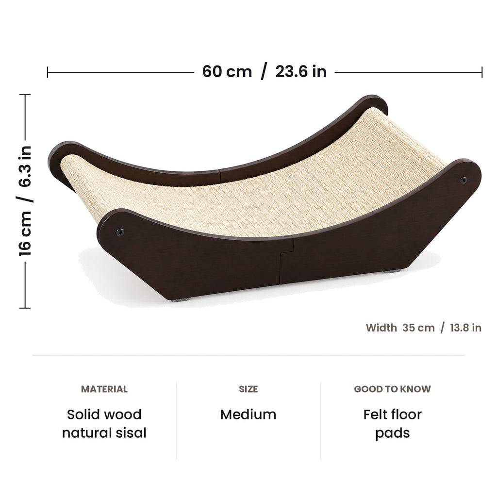 Cat scratcher lounge bed dimensions: 23.6 x 13.8 x 6.3 in (60 x 35 x 16 cm)