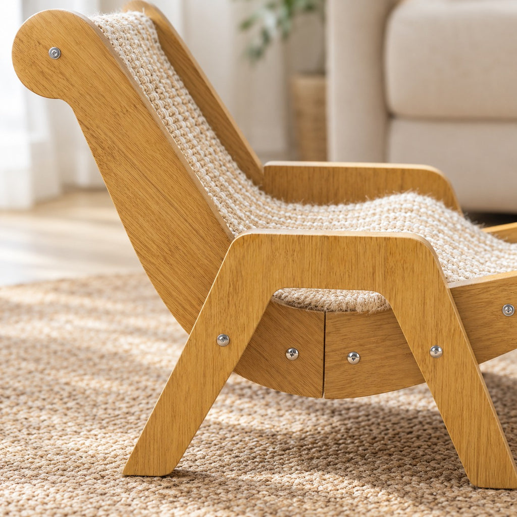Bolted wood side frame of the cat lounge chair