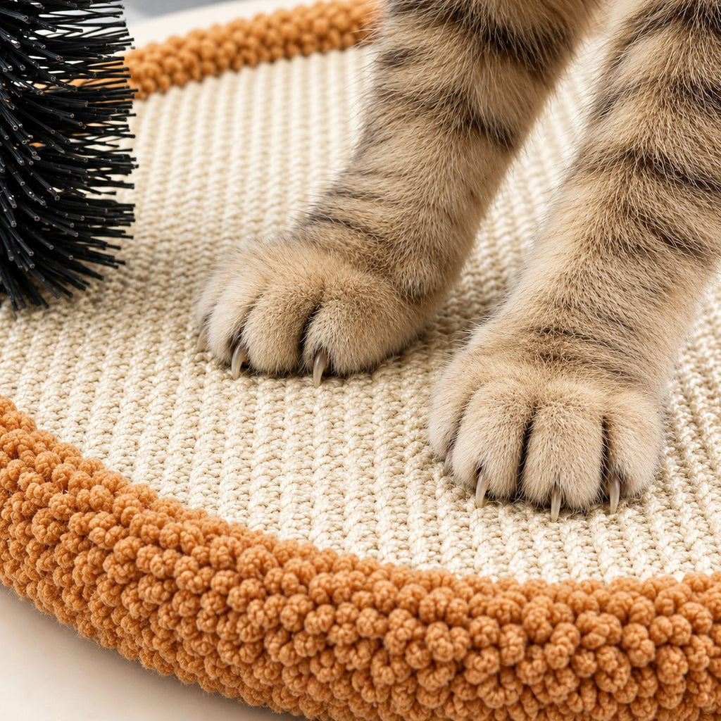 Cat paws on the sisal center and teddy fleece rim of the base