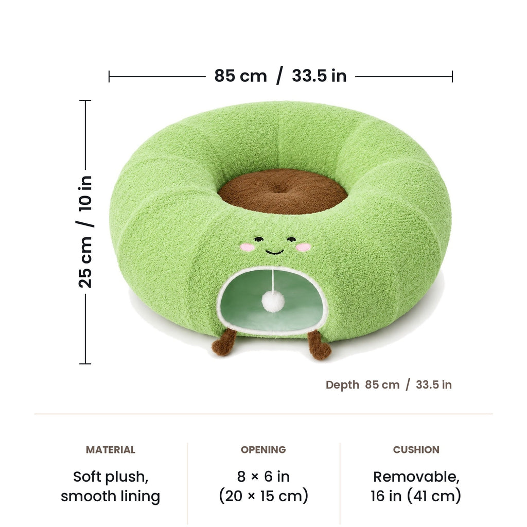 Cat tunnel bed dimensions: 85 cm (33.5 in) across, 25 cm (10 in) high