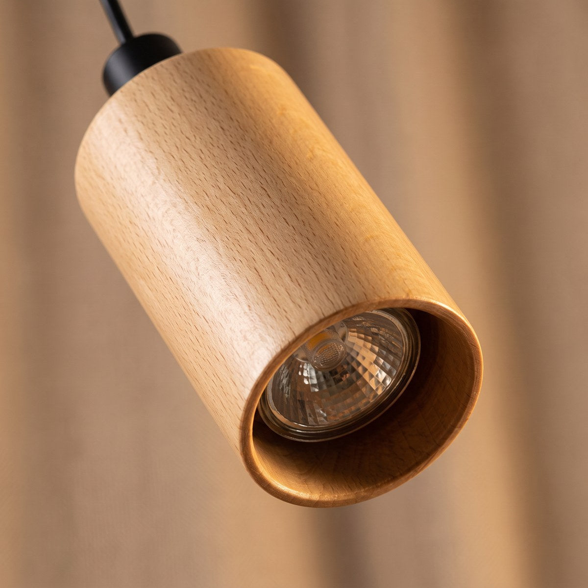 Suspension 2 tubes en bois naturel sur barre