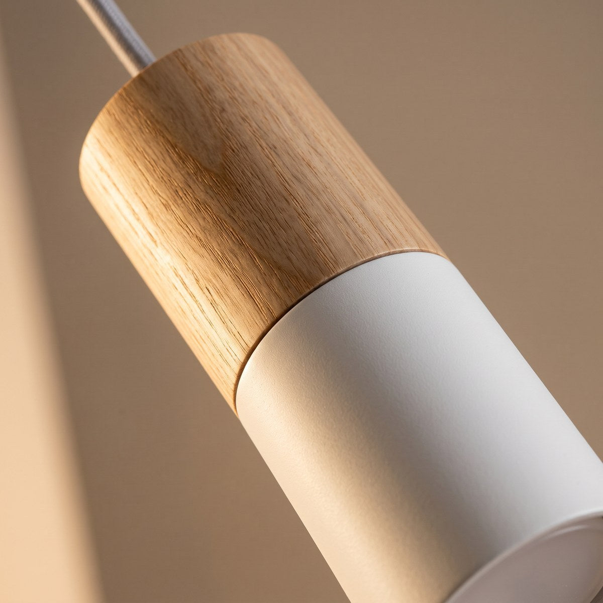 Plafonnier spot tube bois et métal de 30 cm, 2 coloris