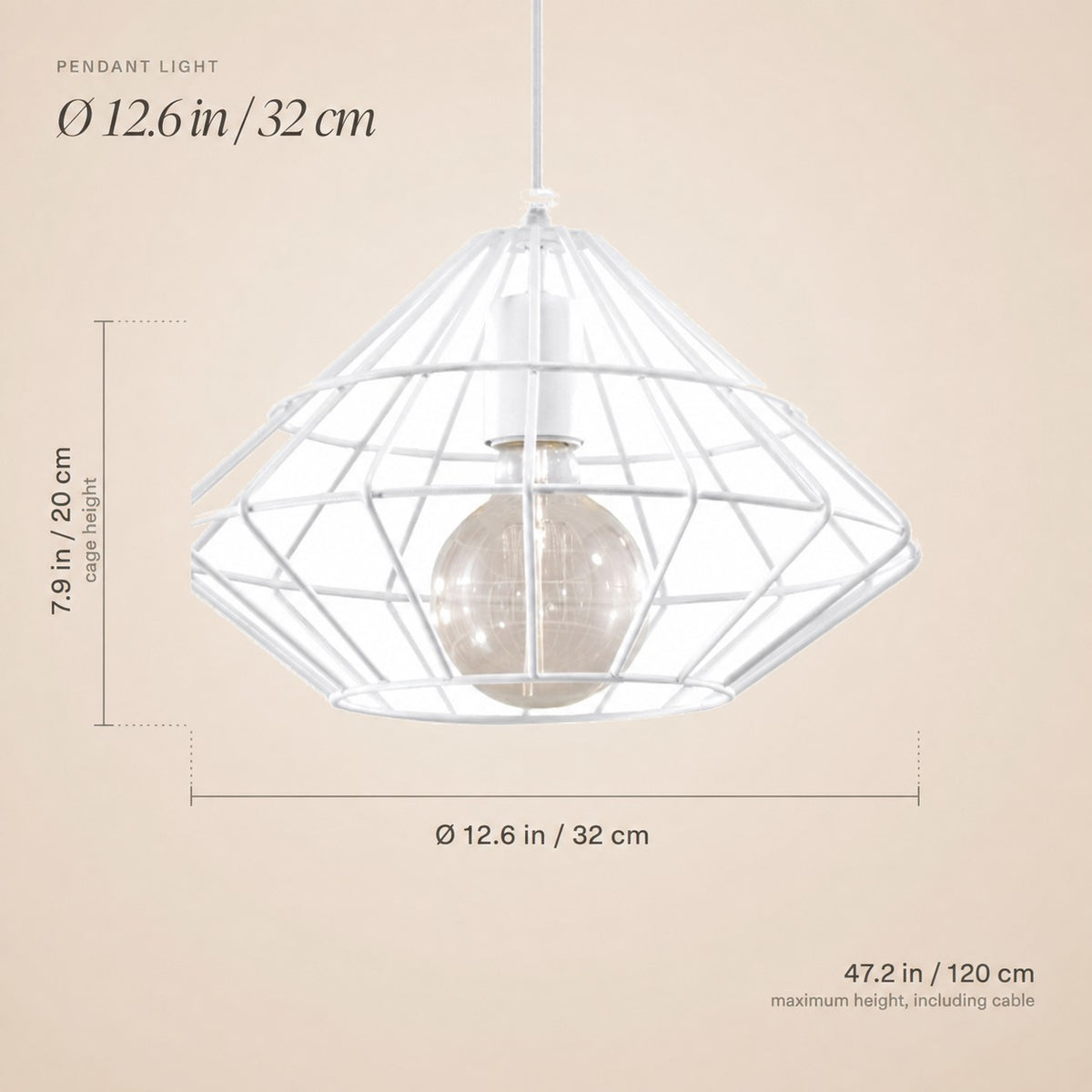 Suspension cage losange en fil d'acier de 32 cm, 2 coloris