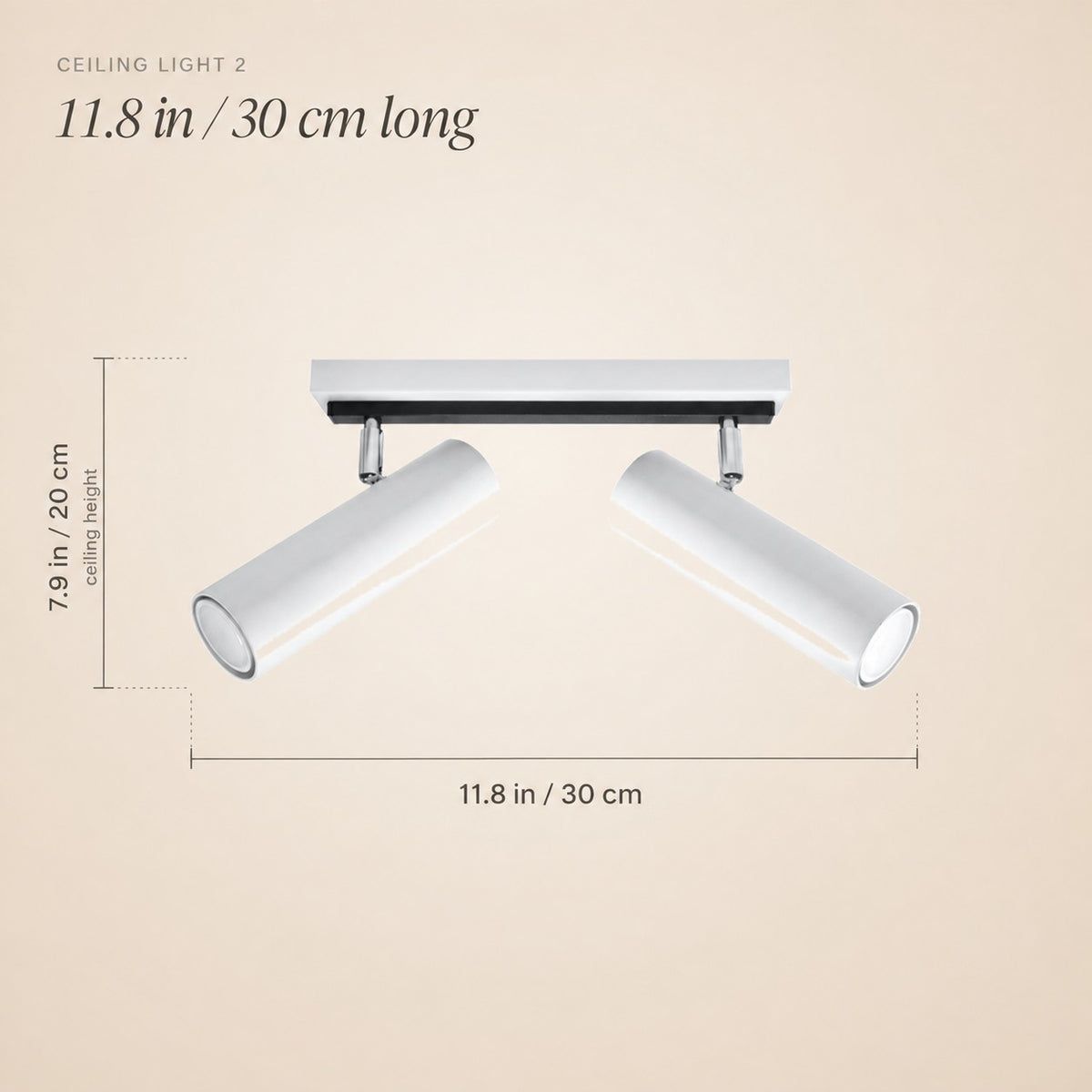 Plafonnier 2 spots cylindres orientables, 2 coloris