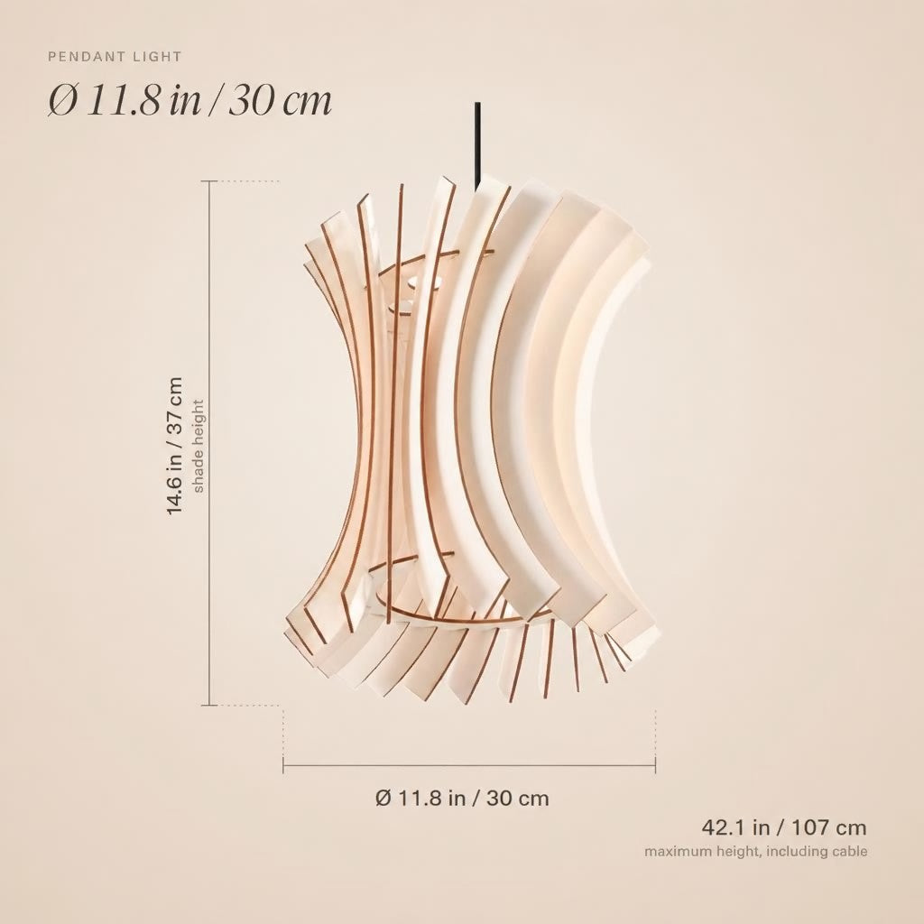 Suspension en lamelles de bois naturel de 30 cm
