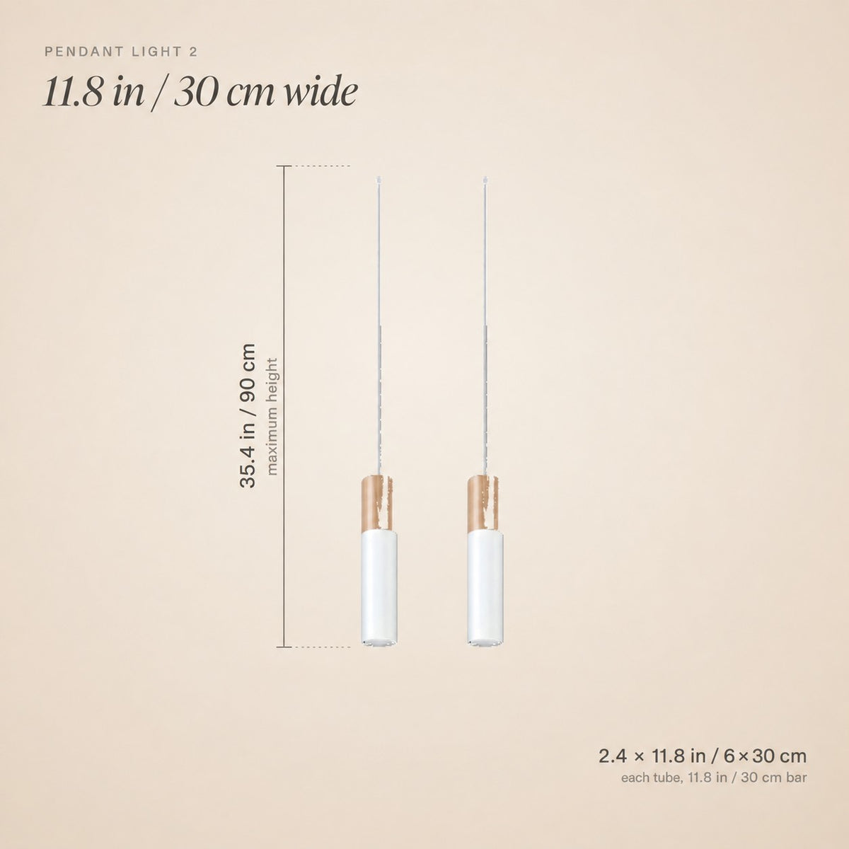 Suspension 2 tubes bois et métal sur barre, 2 coloris
