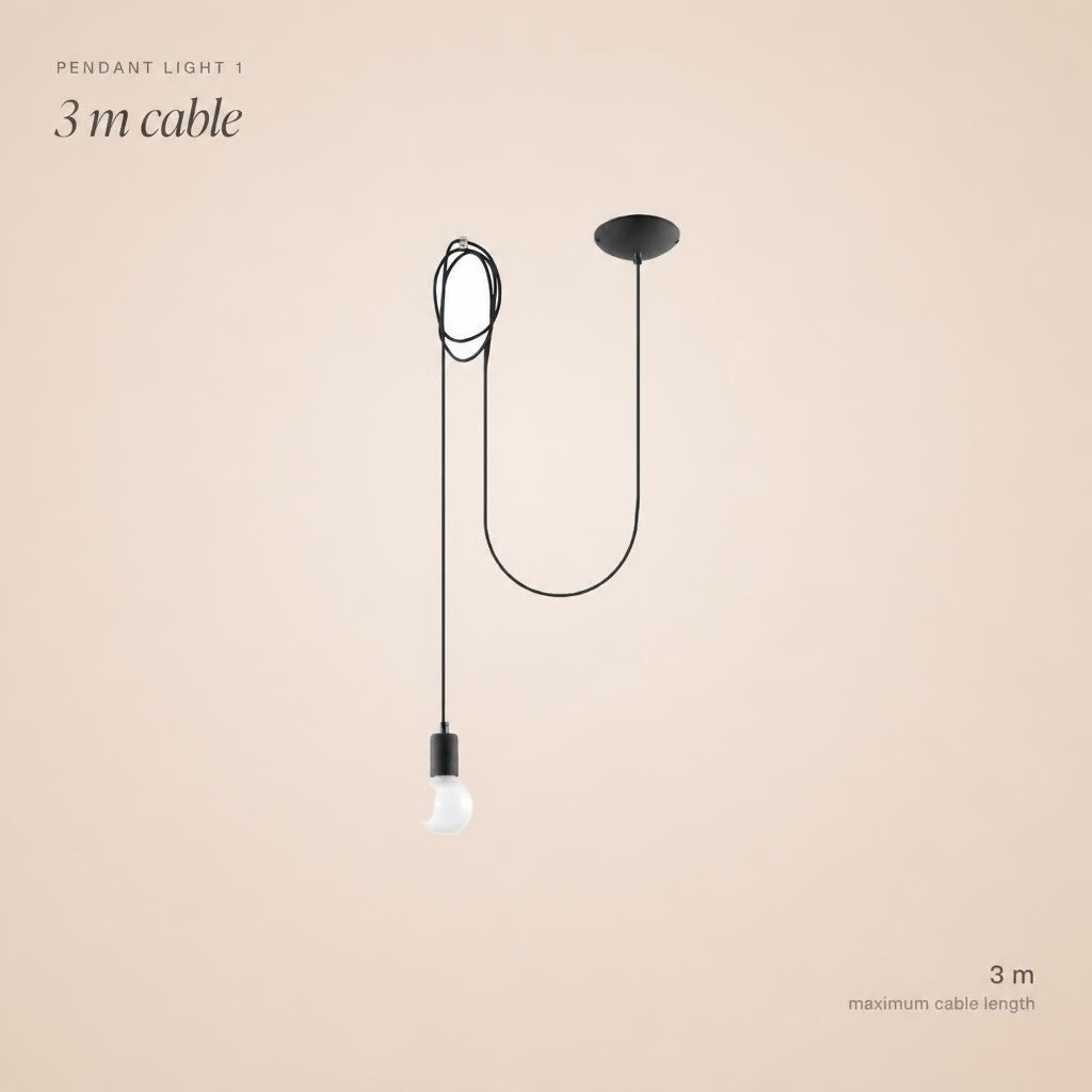 Suspension ampoule à câble textile noir de 3 m