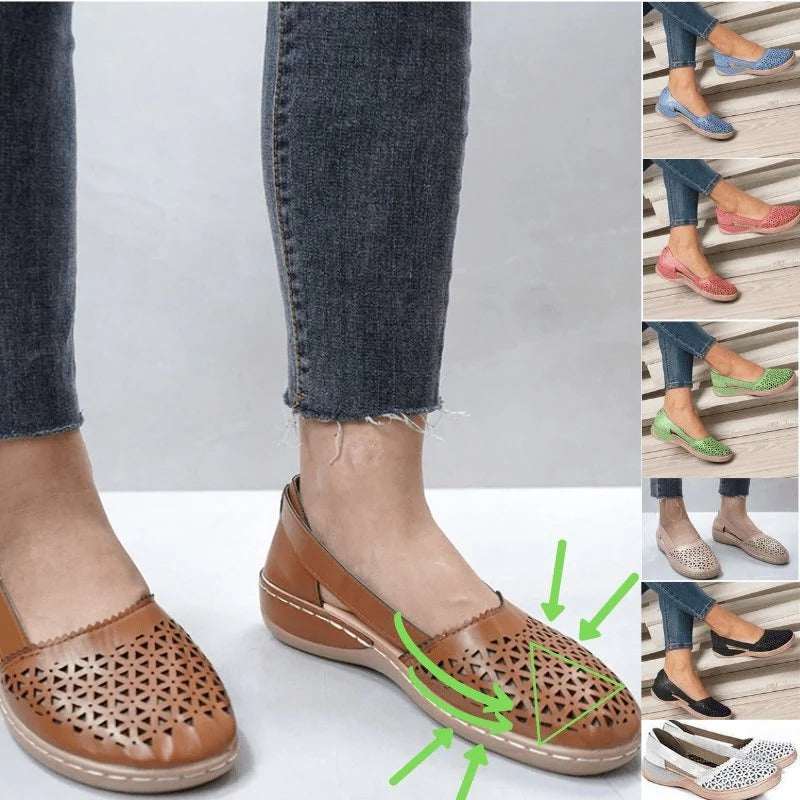 Wide Toe Box Flats with Perforated Design for Women