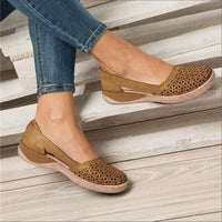 Wide Toe Box Flats with Perforated Design for Women