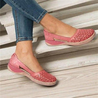 Wide Toe Box Flats with Perforated Design for Women