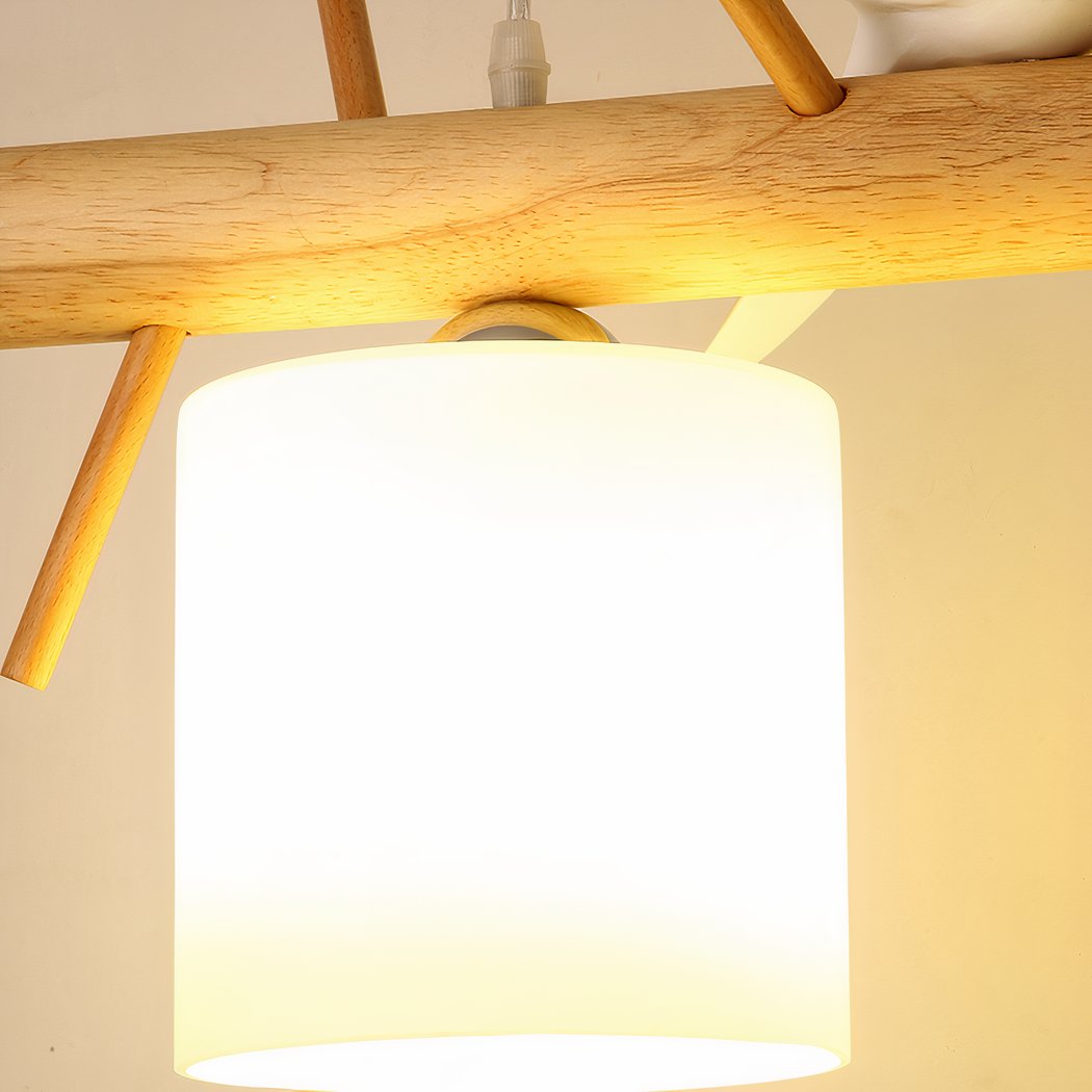 Lustre oiseaux japonisant en bois massif