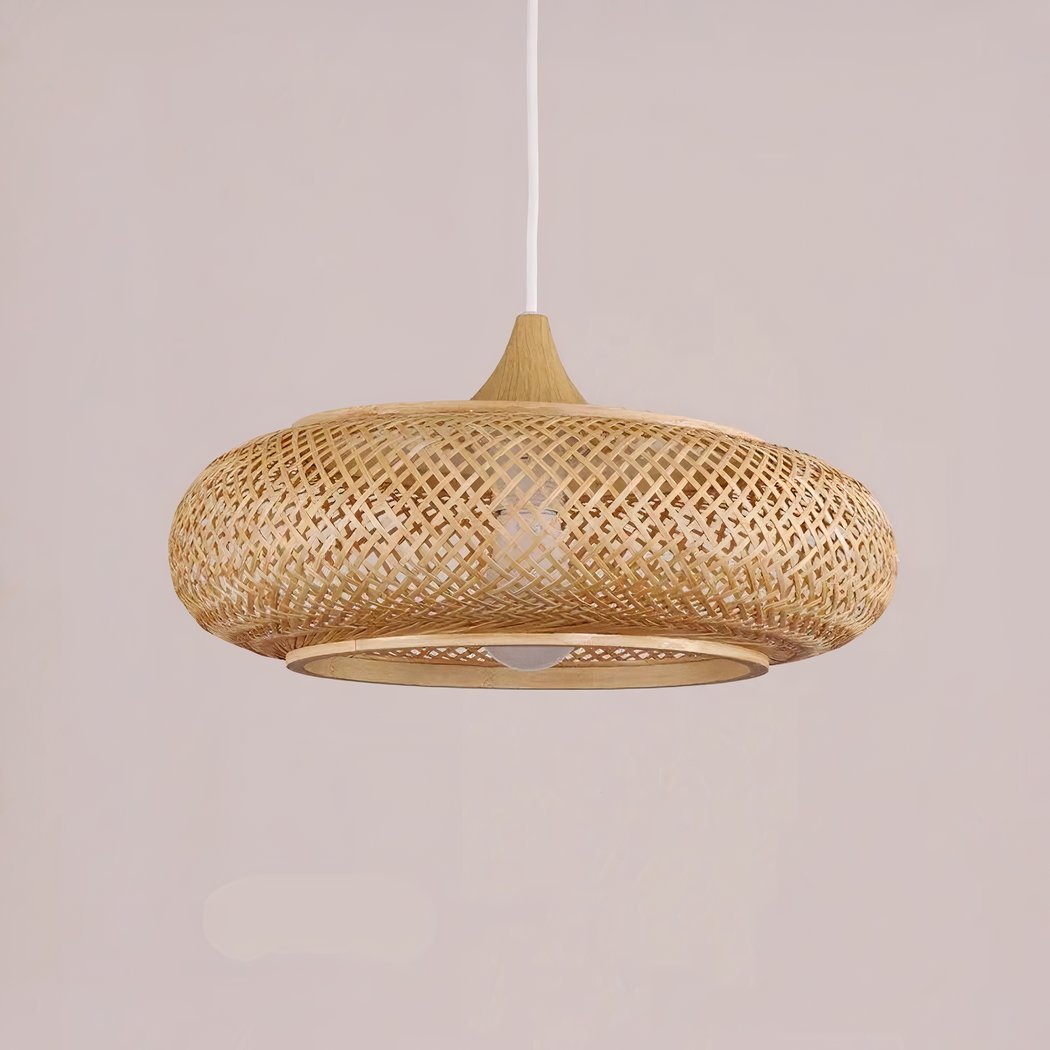 Lustre suspendu en bambou tricoté à la main d'intérieur