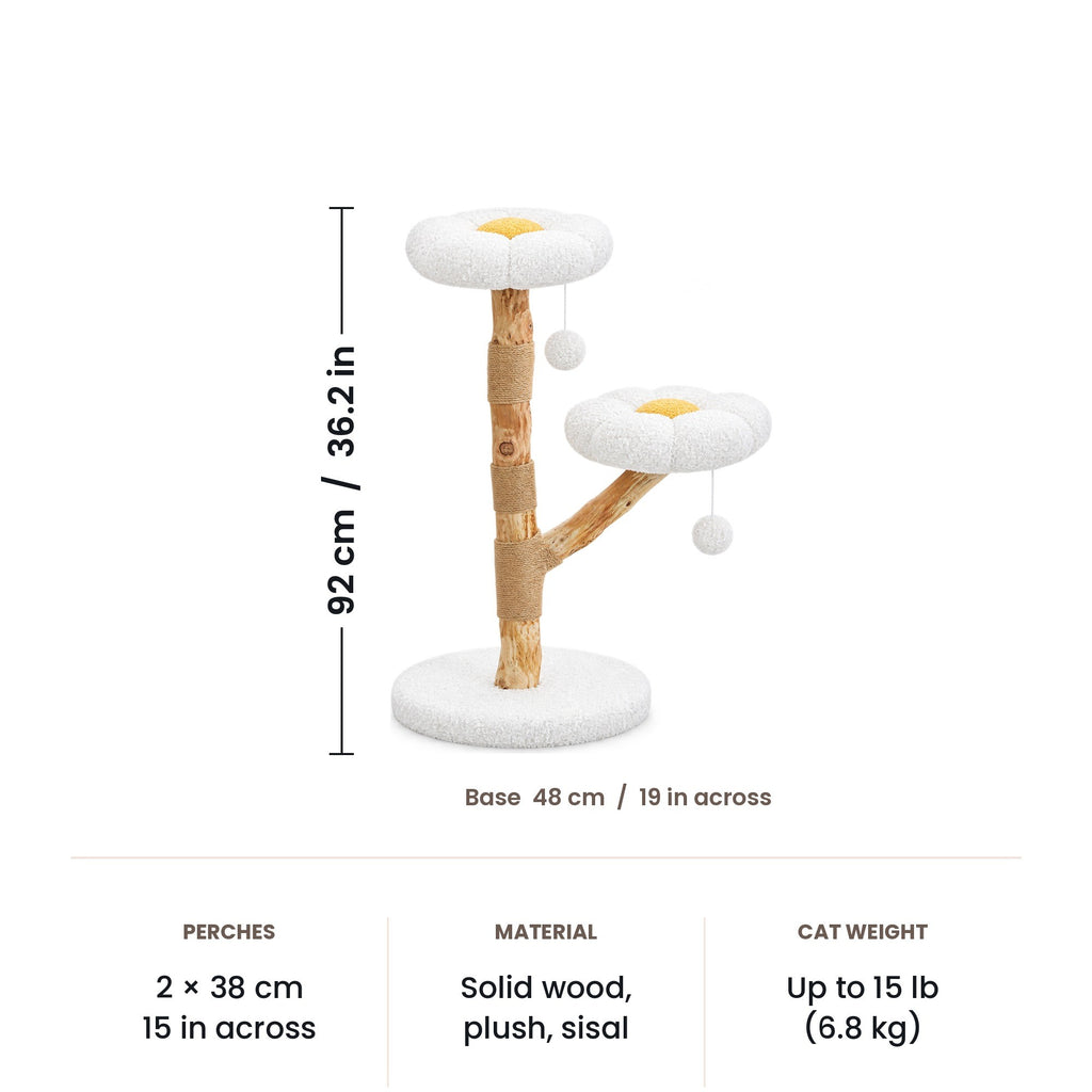 Daisy Perch cat tree dimensions: 92 cm (36 in) high, base 48 cm across