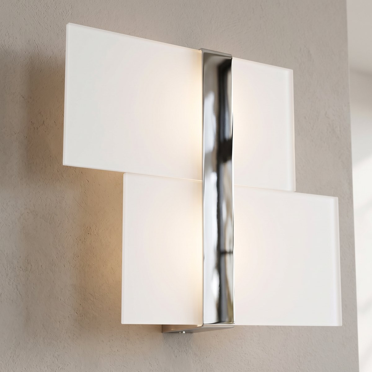 Applique murale verre superposé et chrome 39 cm, 2 coloris