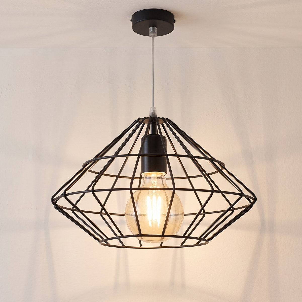 Suspension cage losange en fil d'acier de 32 cm, 2 coloris
