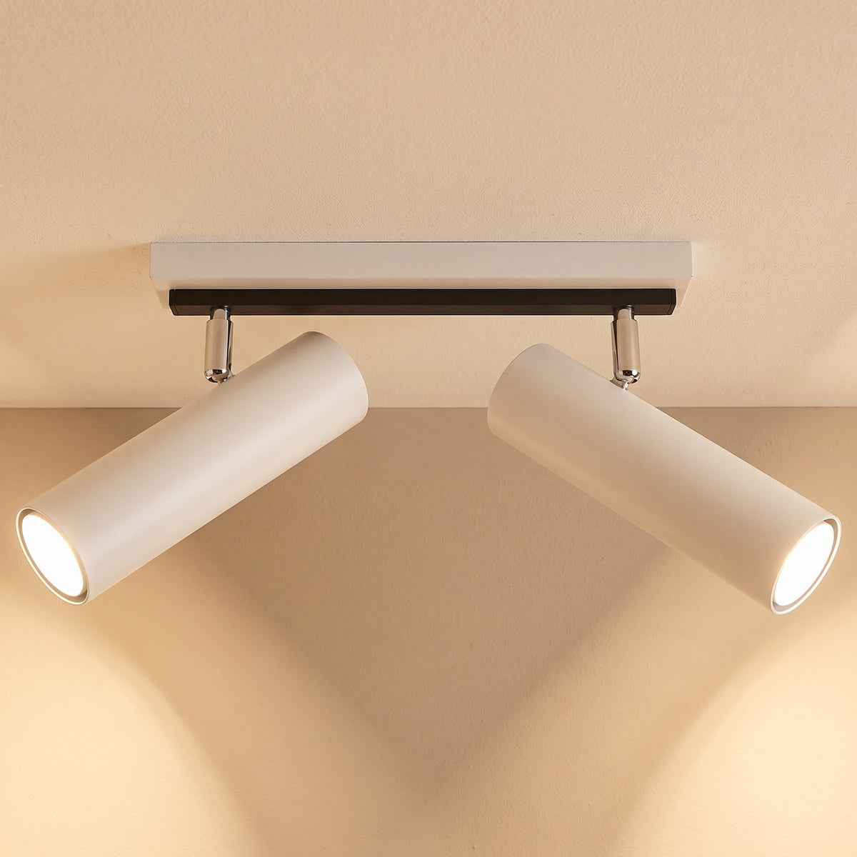 Plafonnier 2 spots cylindres orientables, 2 coloris